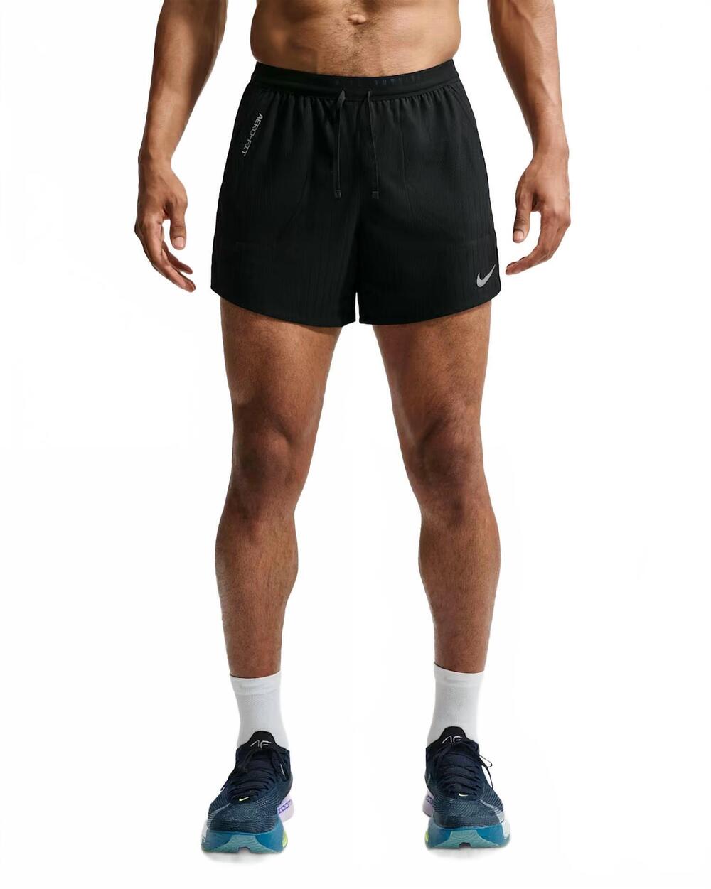 NEW NIKE stride aero fit brief lined running shorts in black/reflective silver